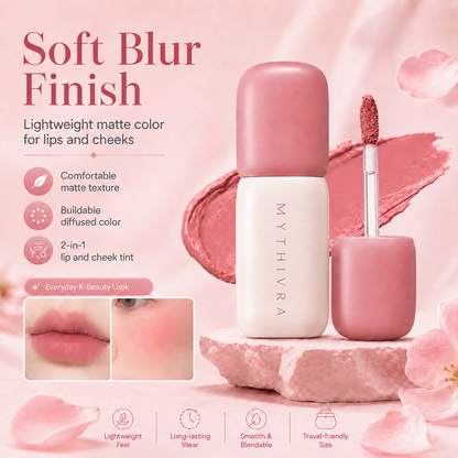Soft Matte NudeBlur Lip Tintfor Lips and Cheeks