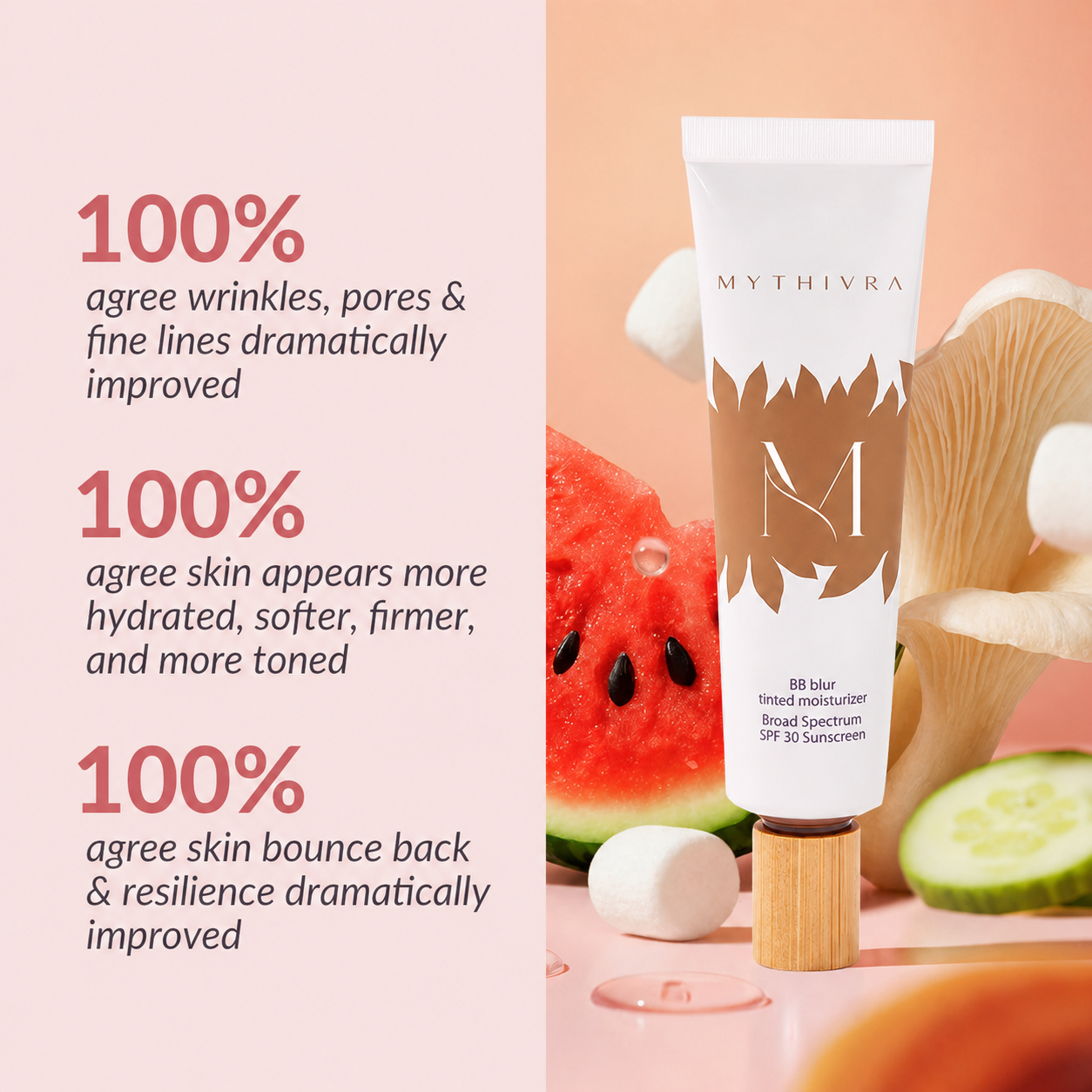 Bio07 BB Blur Tinted Moisturizer Broad Spectrum SPF 30 Sunscreen | Free Custom Makeup Brush Included