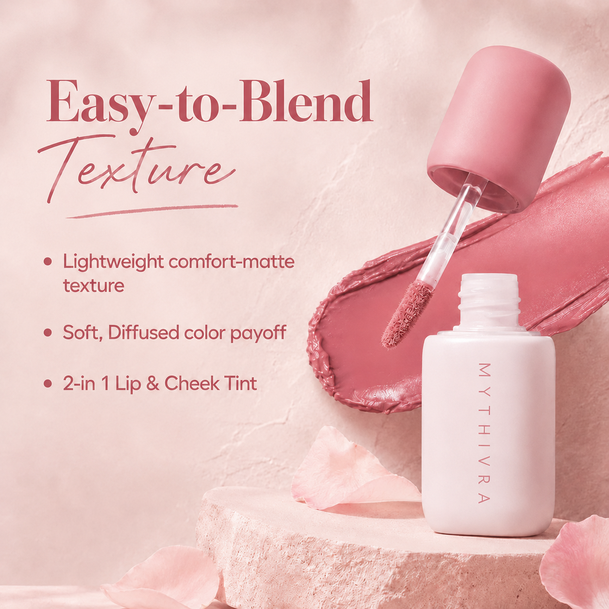 Soft Matte NudeBlur Lip Tintfor Lips and Cheeks