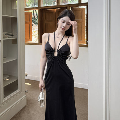 Deep V-neck backless camisole long dress