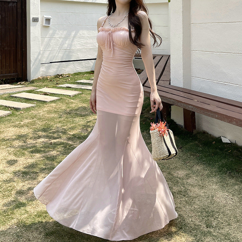 Summer sexy hot girl slim fit bag buttocks mesh dress