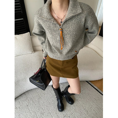 Southern Compass Old Money Intellectual Style Casual Loose Slim Fit Floral Knit Sweater