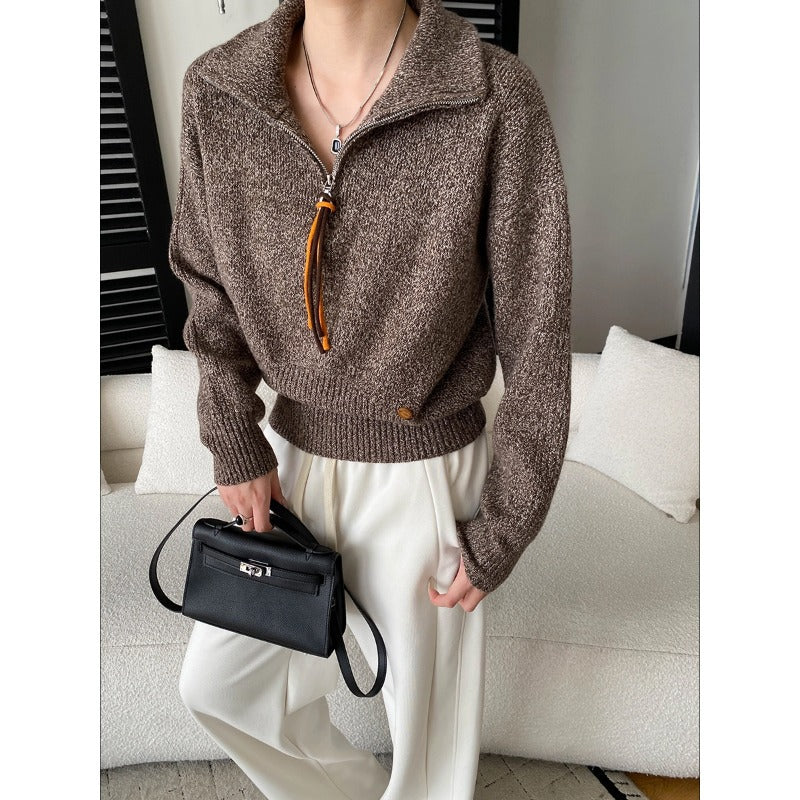 Southern Compass Old Money Intellectual Style Casual Loose Slim Fit Floral Knit Sweater